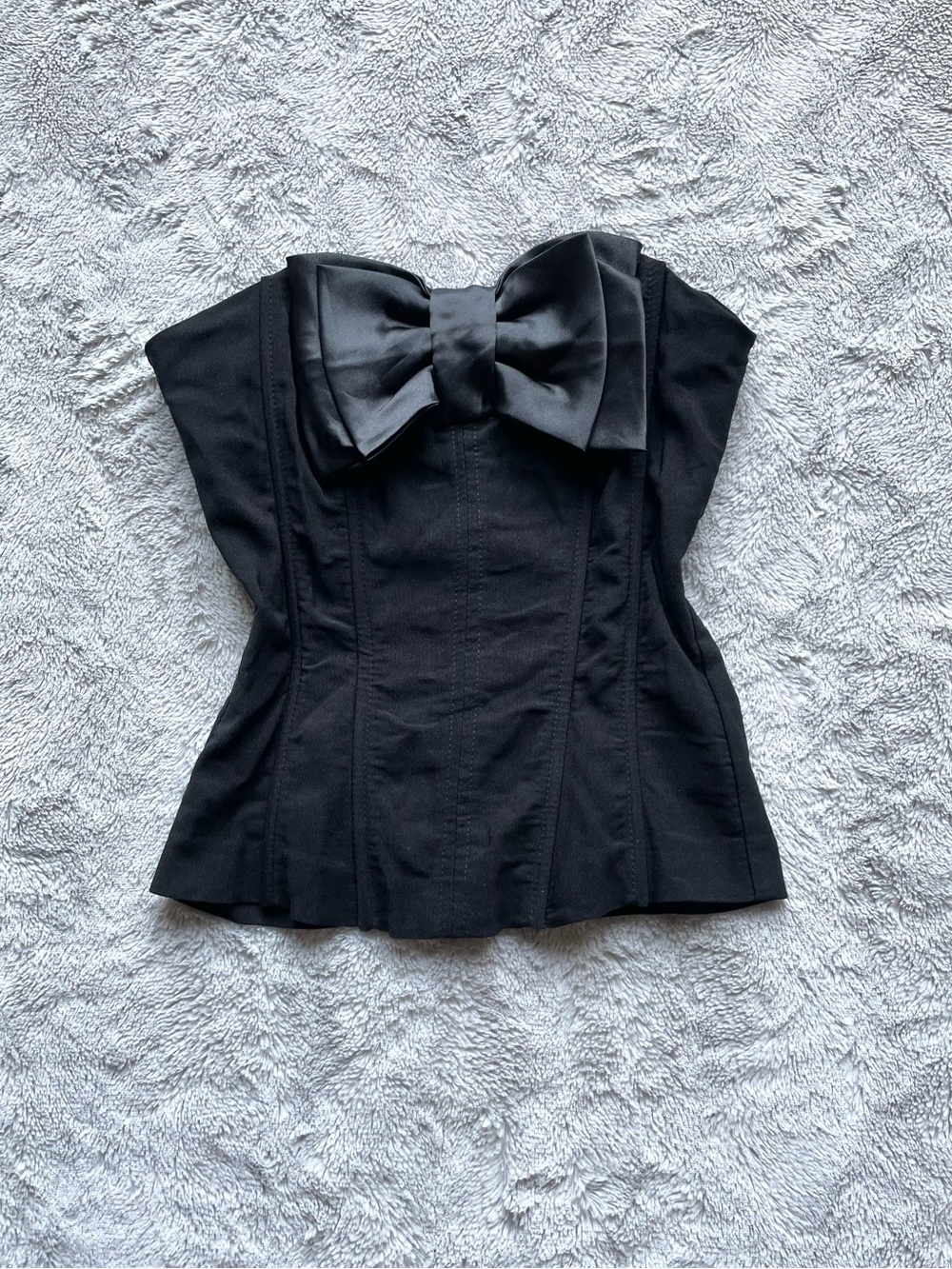 Black Bow Strapless Bustier Top